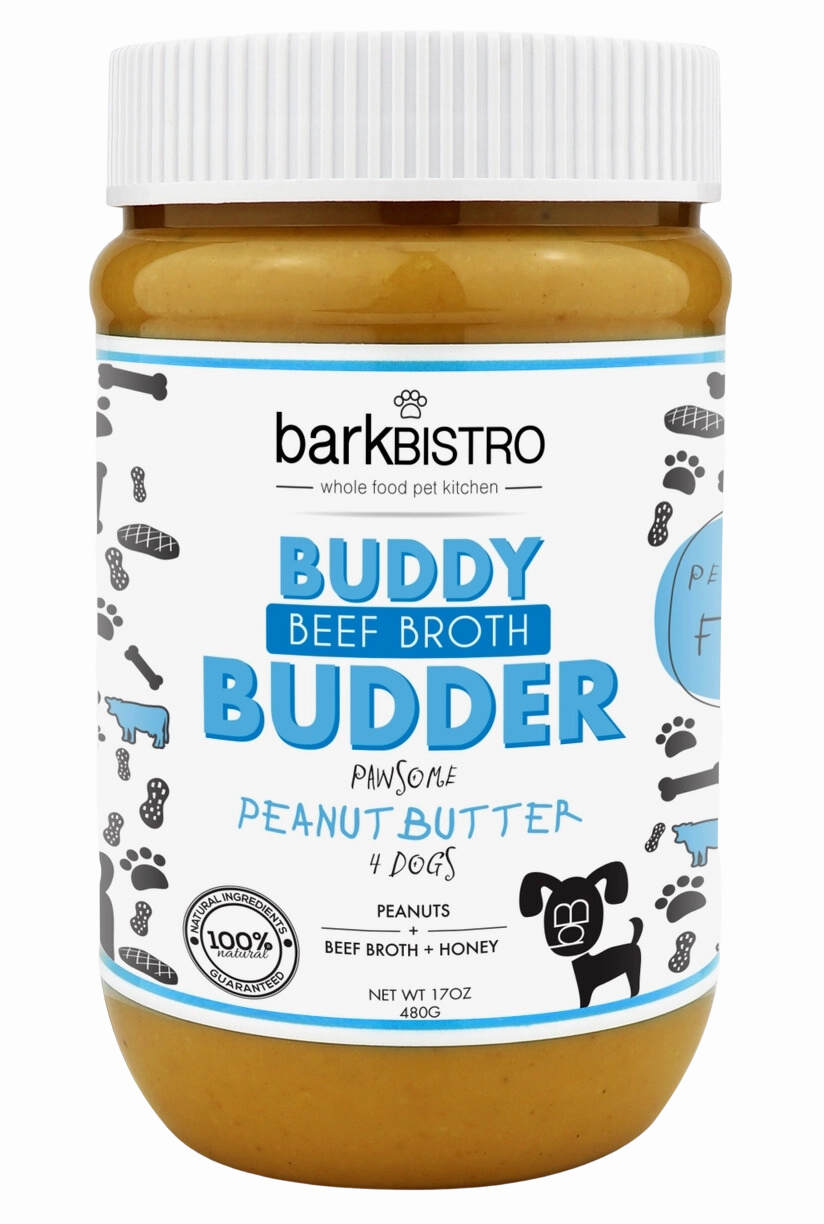 Bark Bistro Beef Broth Buddy Budder 17oz Jar stainless steel bowl,metal pet feeder,steel water dish