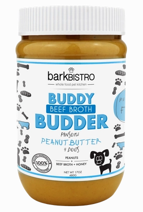 Bark Bistro Beef Broth Buddy Budder 17oz Jar stainless steel bowl,metal pet feeder,steel water dish