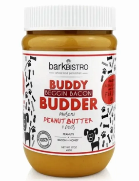 Bark Bistro Beggin Bacon Buddy Budder 17oz Jar stainless steel bowl,metal pet feeder,steel water dish