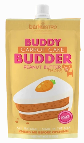 Bark Bistro Carrot Cake Buddy Budder 4oz Pouch stainless steel bowl,metal pet feeder,steel water dish