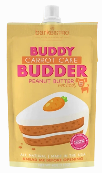 Bark Bistro Carrot Cake Buddy Budder 4oz Pouch stainless steel bowl,metal pet feeder,steel water dish