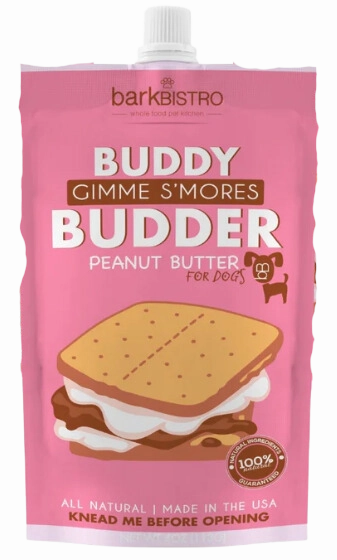 Bark Bistro Gimme S'Mores Buddy Budder 4oz Pouch stainless steel bowl,metal pet feeder,steel water dish