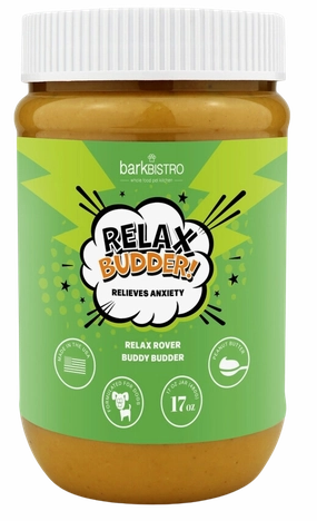 Bark Bistro Relaxed Rover Calming Buddy Budder 17oz Jar stainless steel bowl,metal pet feeder,steel water dish
