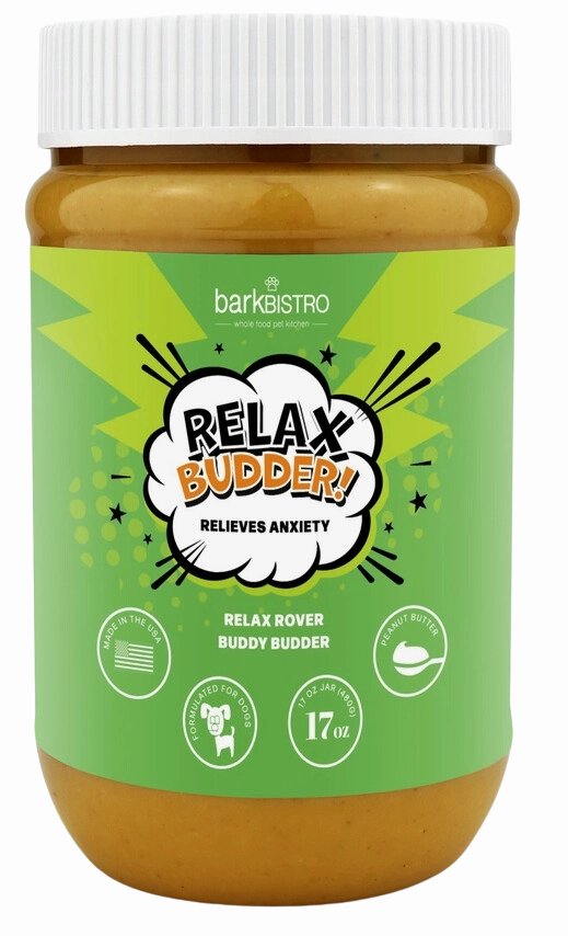 Bark Bistro Relaxed Rover Calming Buddy Budder 17oz Jar stainless steel bowl,metal pet feeder,steel water dish