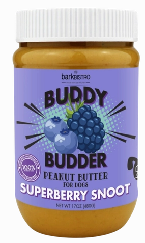 Bark Bistro Superberry Snoot Buddy Budder 17oz Jar stainless steel bowl,metal pet feeder,steel water dish