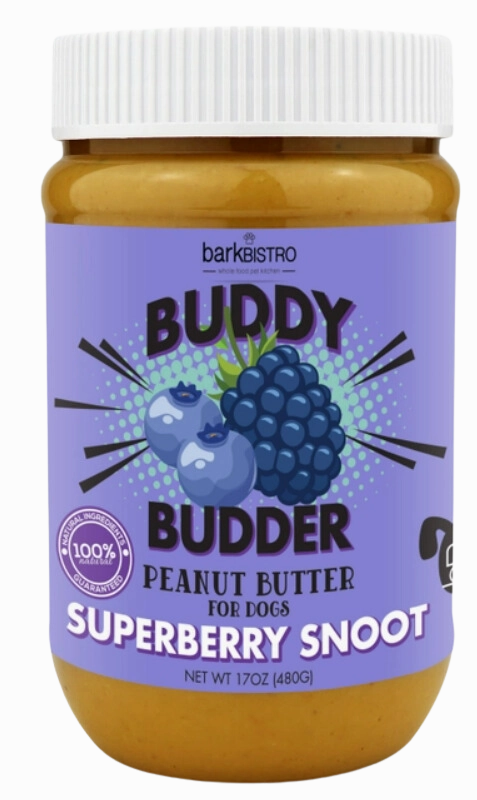 Bark Bistro Superberry Snoot Buddy Budder 17oz Jar stainless steel bowl,metal pet feeder,steel water dish