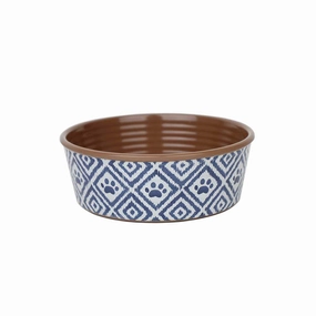Barkley & Bella Melamine Dog Bowl Ikat Paw Indigo dog mattress,dog blanket,dog couch