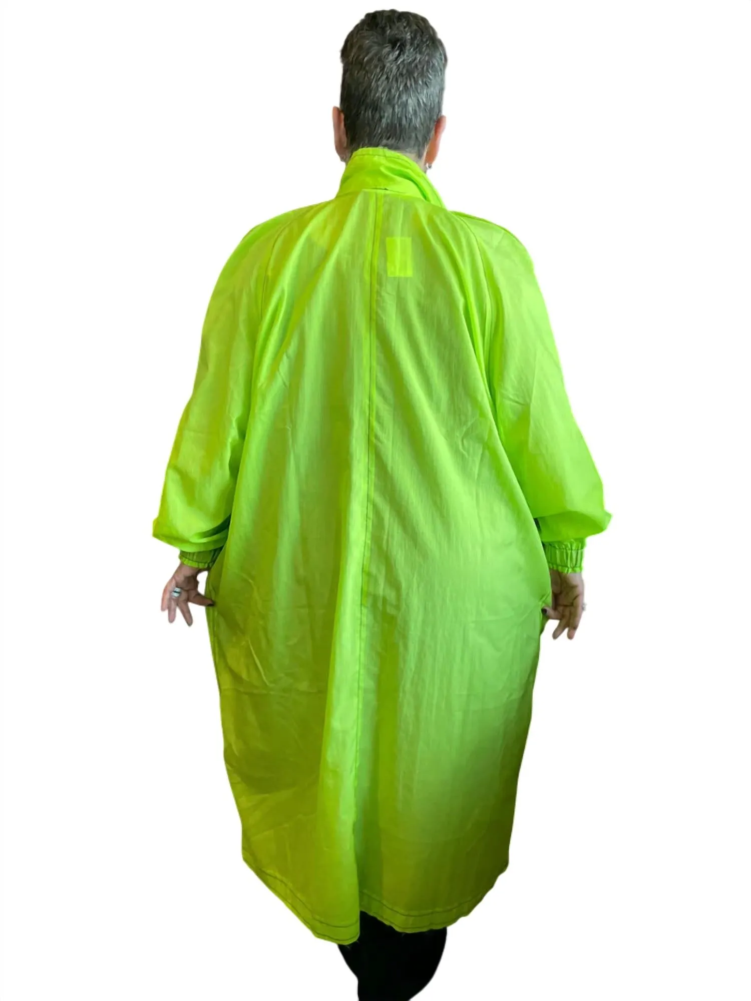 Bb58 Zip-Front Long Coat In Lime