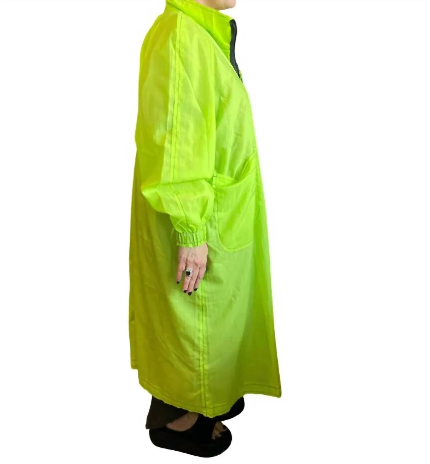 Bb58 Zip-Front Long Coat In Lime