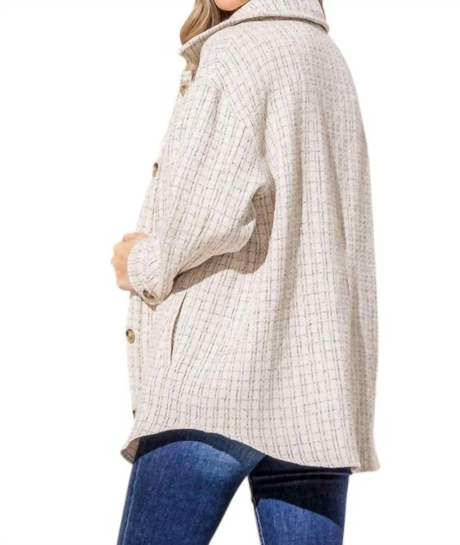 Be Alright Tweed Shacket In Beige