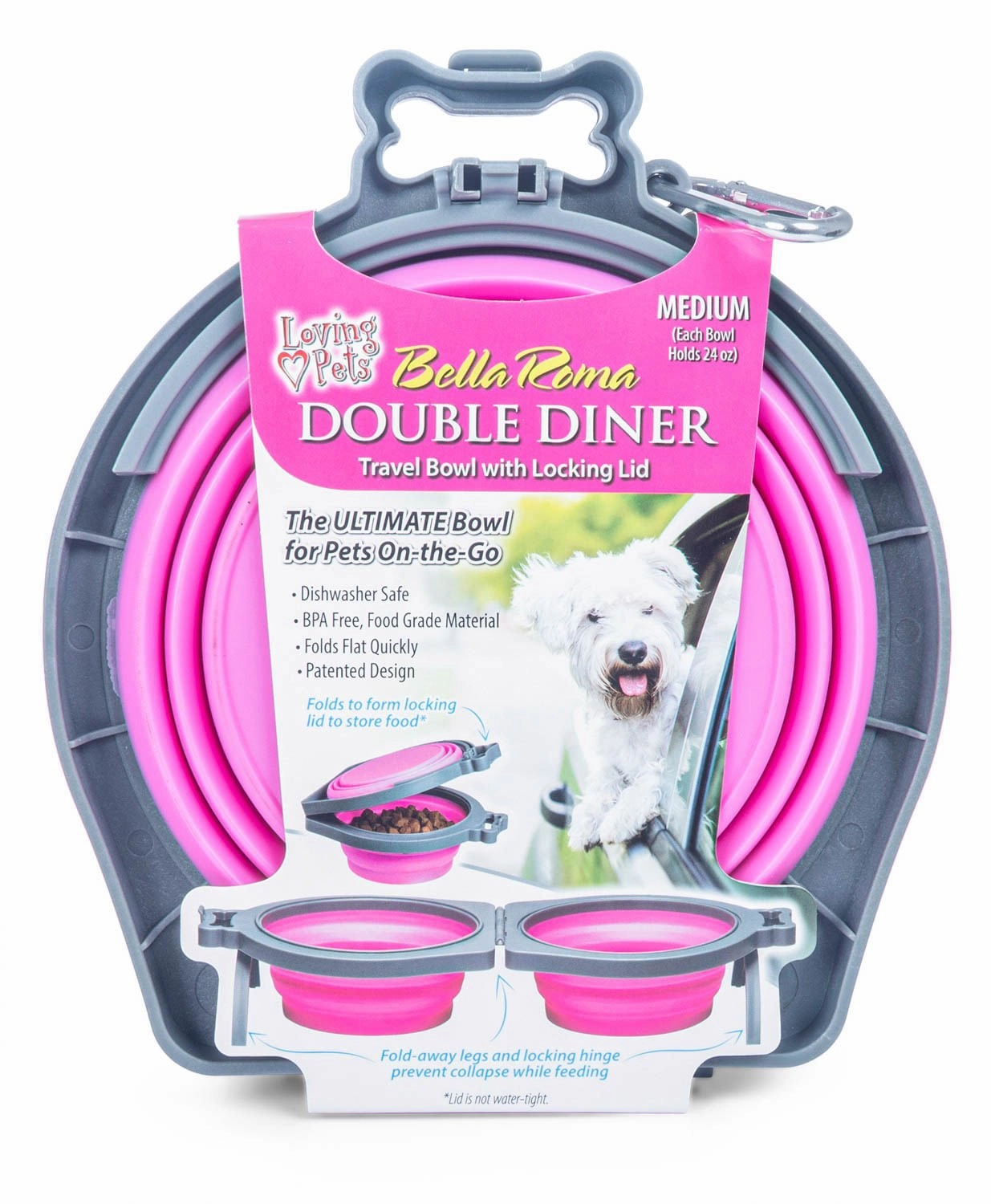 Bella Roma Travel Bowl Double Diner cat food bowl,cat feeder,elevated cat dish
