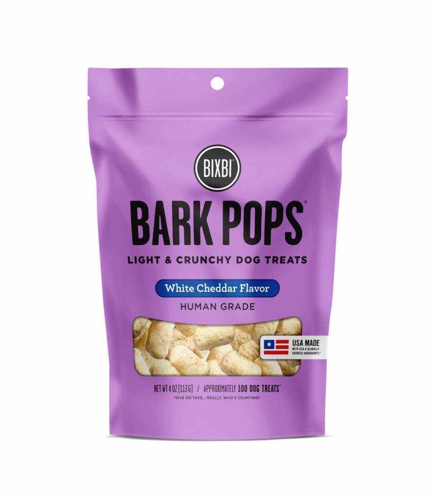 Bixbi Crunchy Dog Treats Bark Pops White Cheddar Flavor 4oz Bag dog biscuit treats,crunchy dog snacks,dog cookies