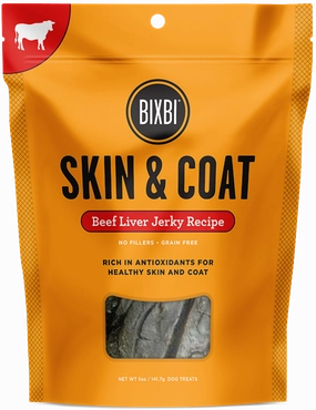 Bixbi Jerky Dog Treats Skin & Coat Beef Liver stainless steel bowl,metal pet feeder,steel water dish