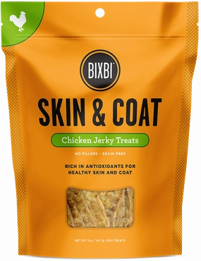 Bixbi Jerky Dog Treats Skin & Coat Chicken stainless steel bowl,metal pet feeder,steel water dish