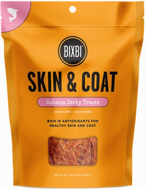 Bixbi Jerky Dog Treats Skin & Coat Salmon stainless steel bowl,metal pet feeder,steel water dish