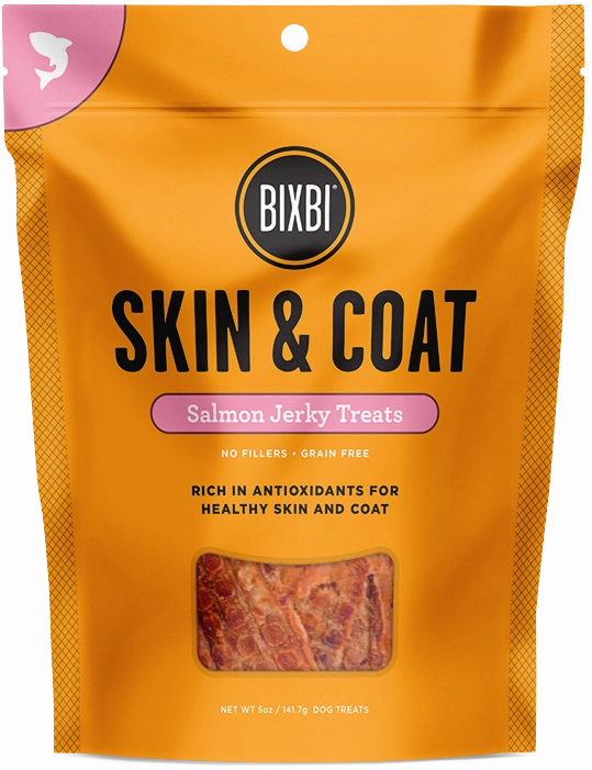 Bixbi Jerky Dog Treats Skin & Coat Salmon stainless steel bowl,metal pet feeder,steel water dish