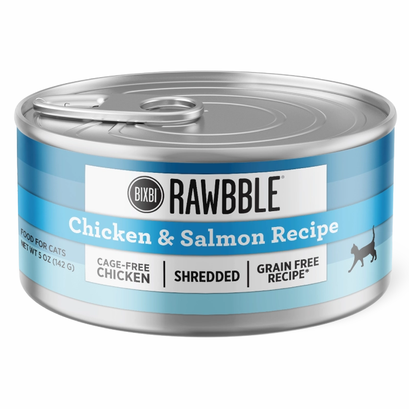 Bixbi RAWBBLE Wet Cat Food Shredded Chicken & Salmon Recipe grain free wet cat food,senior cat wet food,cat pt