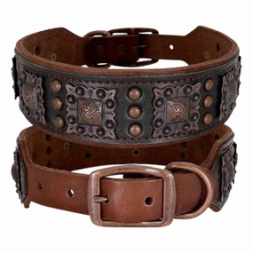Black Studded Leather Dog Collar for Medium and Large Dogs - XXL dog harness and leash,reflective dog collar,pet walking gear