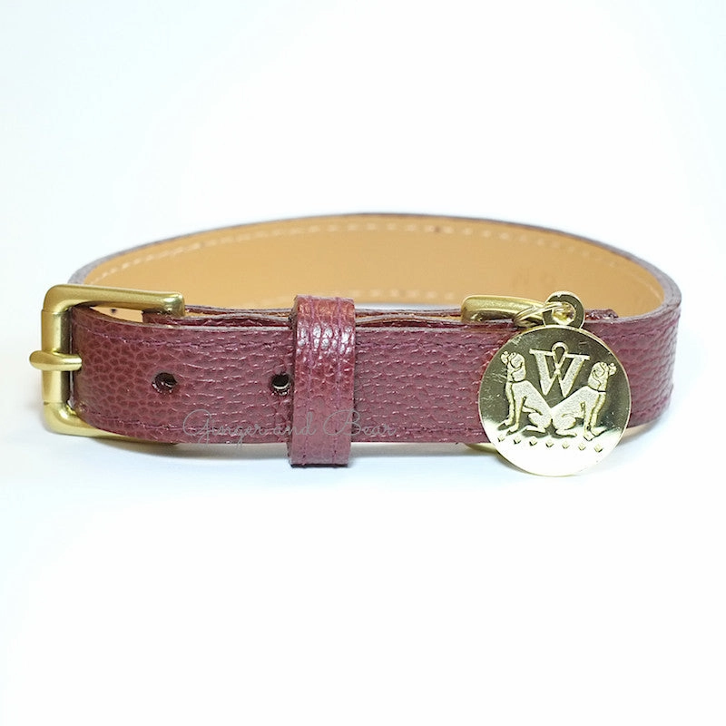 Bleecker Dog Collar - Oxblood dog collar,leather dog collar,adjustable dog collar