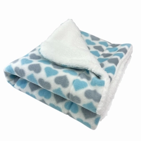 Blue And Grey Hearts Fleece Dog Blanket fleece dog blanket,soft dog throw,cozy pet blanket