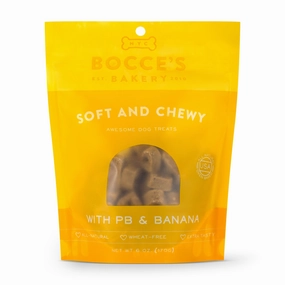 Bocces Basics Soft & Chewy Treats - Grain-Free PB & Banana 6oz bag barn supply,horse stable organizer,poultry waterer