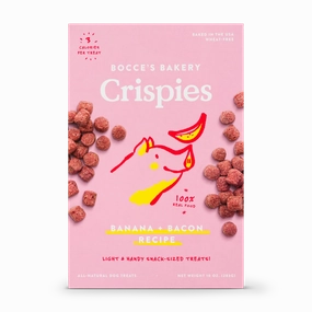 Bocces Crispies Banana   Bacon Recipe 10oz box dog biscuit treats,crunchy dog snacks,dog cookies