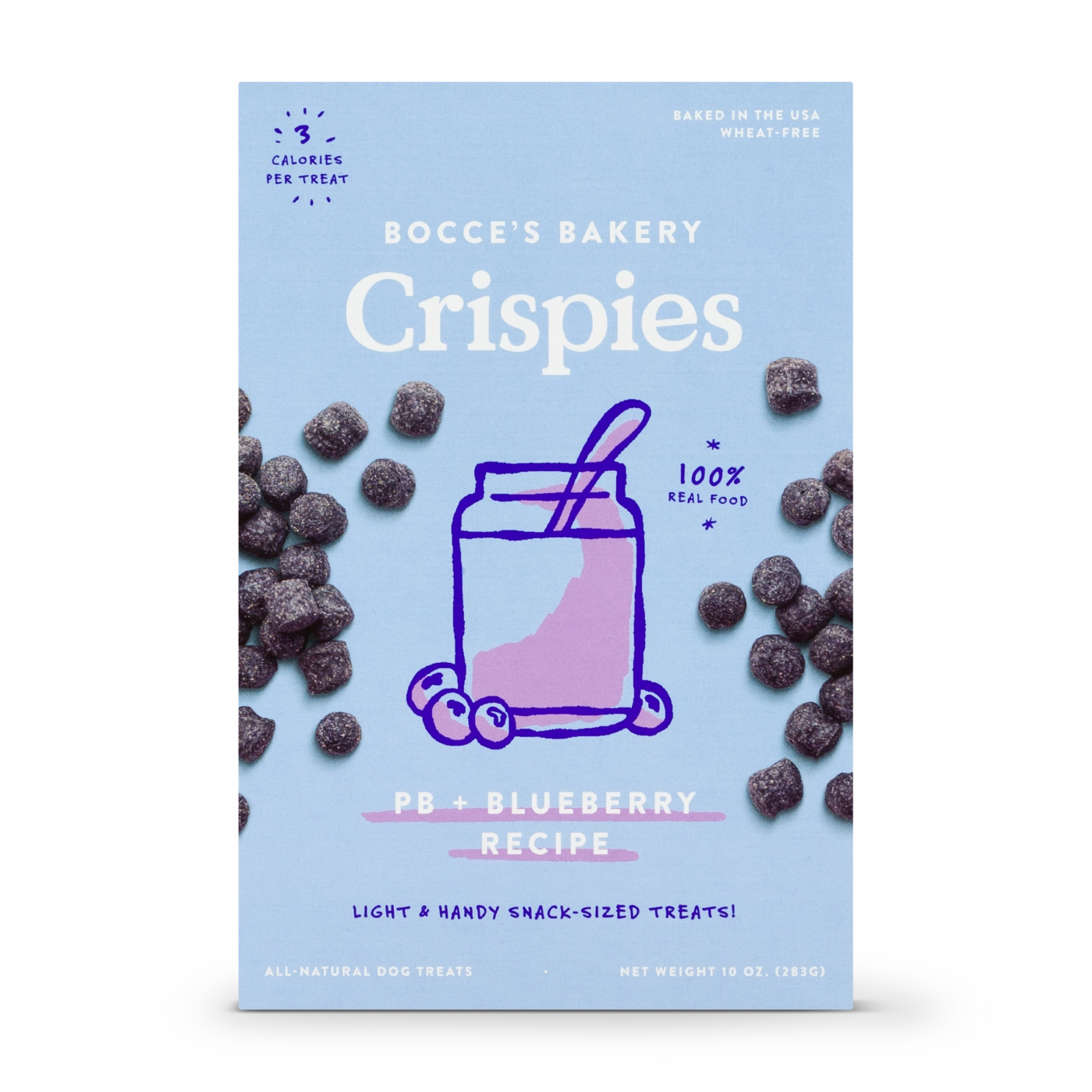Bocces Crispies PB   Blueberry Recipe 10oz box dog biscuit treats,crunchy dog snacks,dog cookies