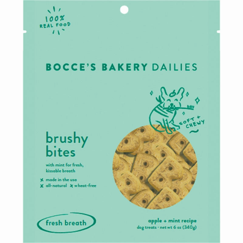 Bocces Dailies Soft & Chewy Dog Treats - Brushy Bites 6oz Bag stainless steel bowl,metal pet feeder,steel water dish