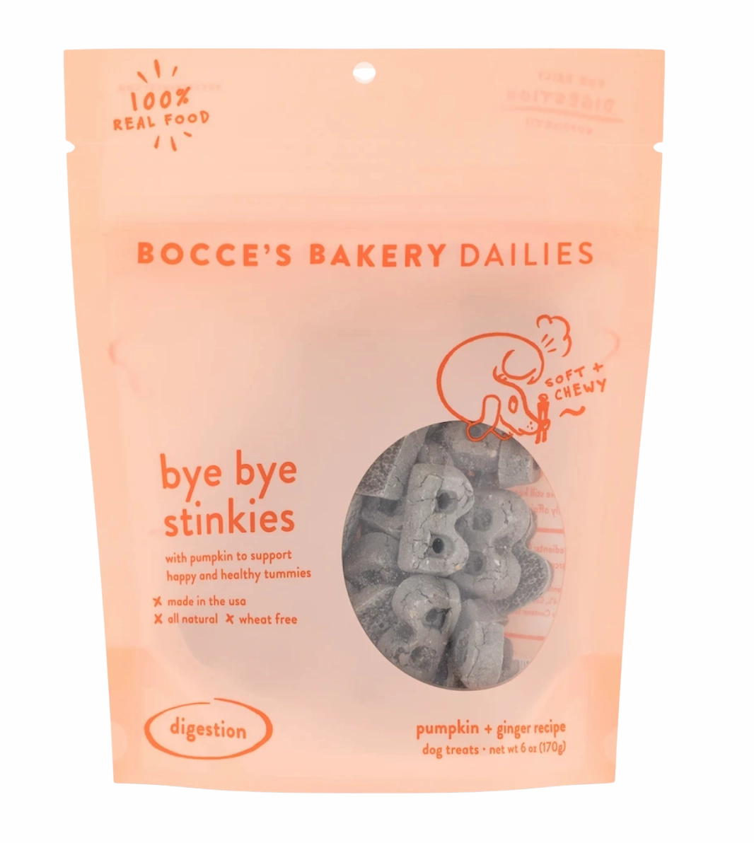 Bocces Dailies Soft & Chewy Dog Treats - Bye Bye Stinkies 6oz Bag stainless steel bowl,metal pet feeder,steel water dish