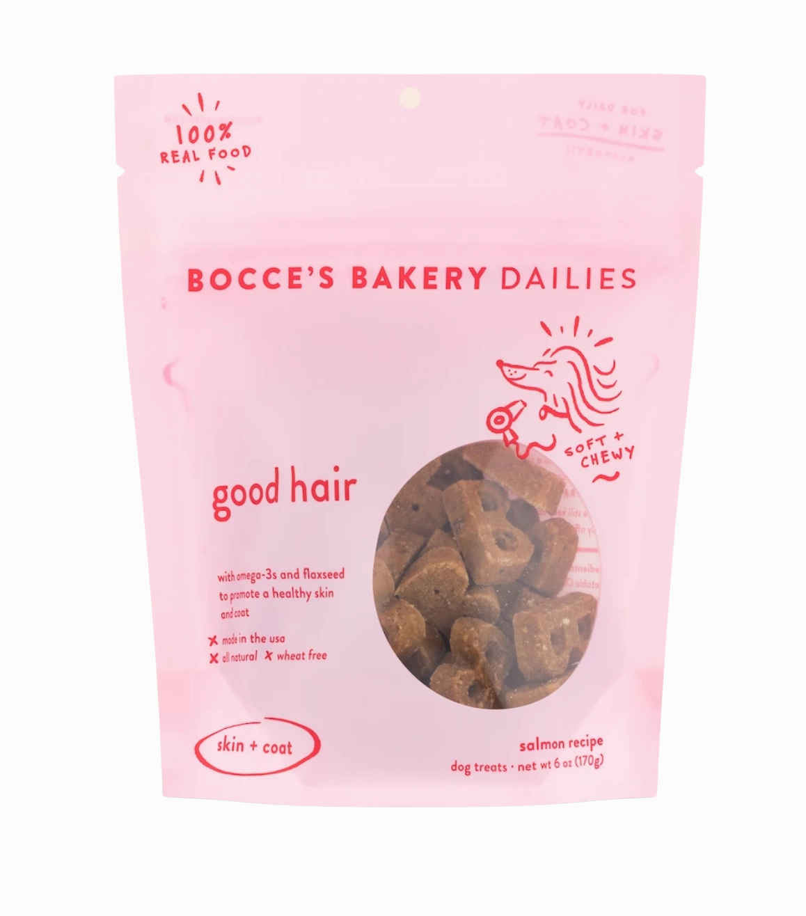 Bocces Dailies Soft & Chewy Dog Treats - Good Hair 6oz Bag stainless steel bowl,metal pet feeder,steel water dish