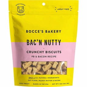 Bocces Everyday Crunchy Dog Biscuits - Bac 'N Nutty 5oz bag dog biscuit treats,crunchy dog snacks,dog cookies