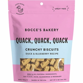 Bocces Everyday Crunchy Dog Biscuits - Quack, Quack, Quack 5oz bag dog biscuit treats,crunchy dog snacks,dog cookies