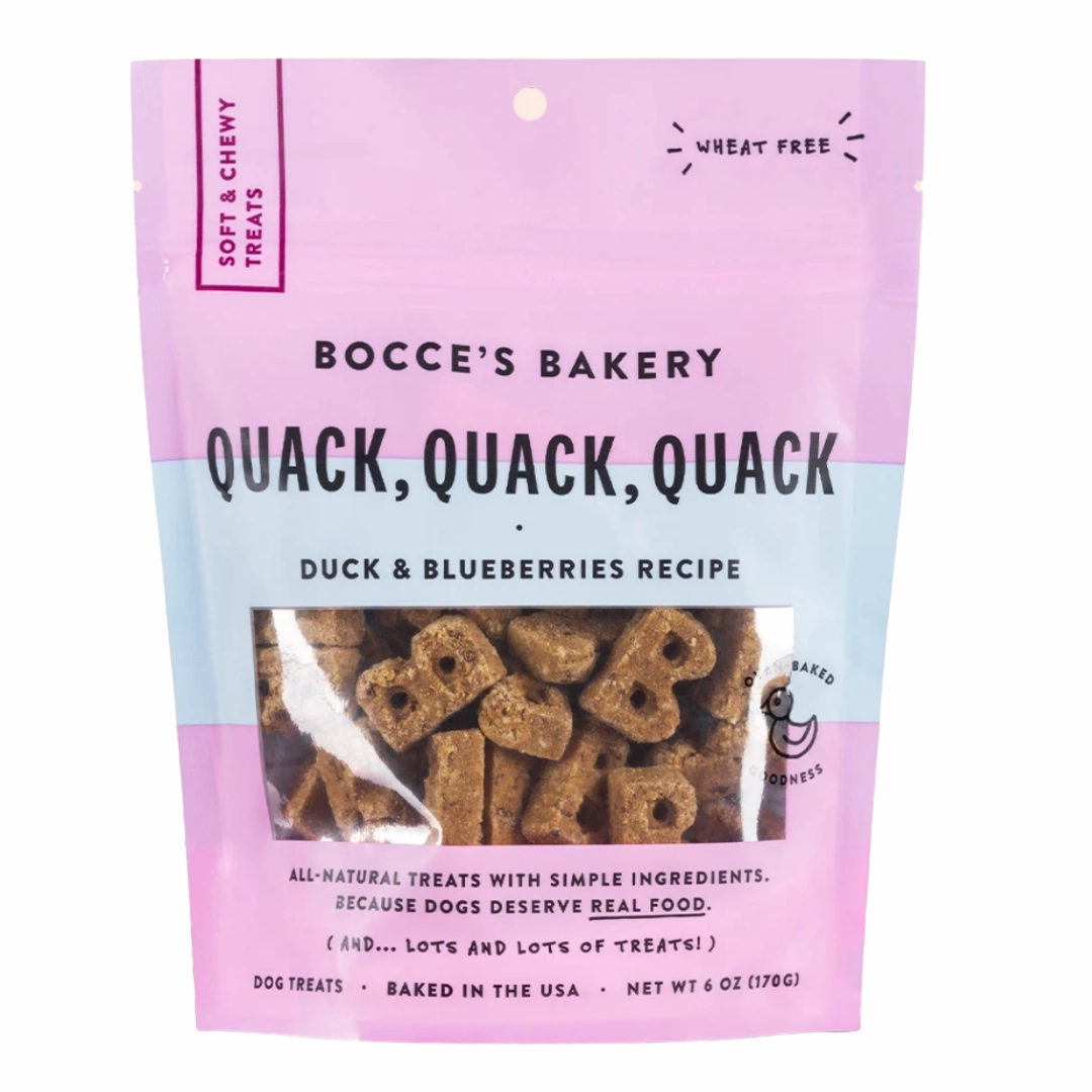 Bocces Everyday Soft & Chewy Treats - Quack Quack 6oz bag barn supply,horse stable organizer,poultry waterer