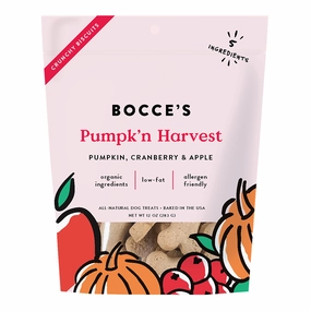 Bocces Small Batch Crunchy Dog Biscuits - Pumpk'n Harvest 12oz Bag dog biscuit treats,crunchy dog snacks,dog cookies