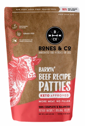 Bones & Co Beef Recipe frozen raw dog food,raw patties for dogs,raw diet dog food