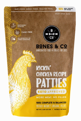 Bones & Co Chicken Recipe frozen raw dog food,raw patties for dogs,raw diet dog food