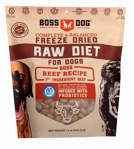 Boss Dog Freeze-Dried Complete Raw Beef Nuggs 12oz Bag frozen pet food,frozen raw meals,dog frozen nuggets