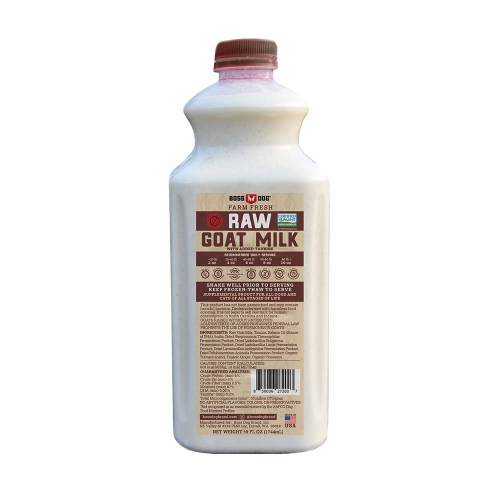 Boss Dog Frozen Farm Fresh Raw Goat Milk for Dogs & Cats 59oz Bottle *Special Order Only* puppy food,chew toy for puppies,small dog treats