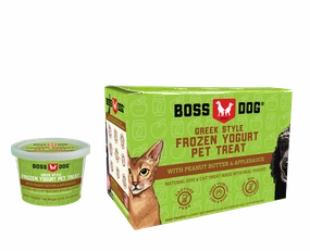 Boss Dog Greek Style Frozen Yogurt Pet Treat - Peanut Butter & Applesauce 3.5oz Cups 4-Pack stainless steel bowl,metal pet feeder,steel water dish