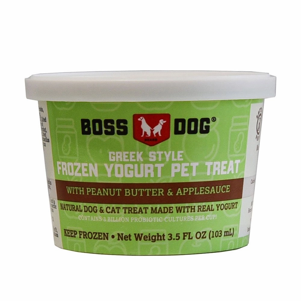 Boss Dog Greek Style Frozen Yogurt Pet Treat - Peanut Butter & Applesauce 3.5oz Single Cup stainless steel bowl,metal pet feeder,steel water dish