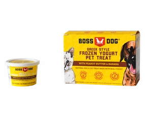 Boss Dog Greek Style Frozen Yogurt Pet Treat - Peanut Butter & Banana 3.5oz Cups 4-Pack stainless steel bowl,metal pet feeder,steel water dish