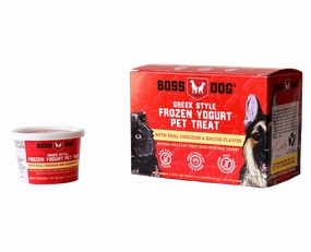 Boss Dog Greek Style Frozen Yogurt Pet Treat - Real Cheddar & Bacon Flavor 3.5oz Cups 4-Pack stainless steel bowl,metal pet feeder,steel water dish