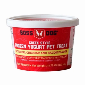 Boss Dog Greek Style Frozen Yogurt Pet Treat - Real Cheddar & Bacon Flavor 3.5oz Single Cup stainless steel bowl,metal pet feeder,steel water dish