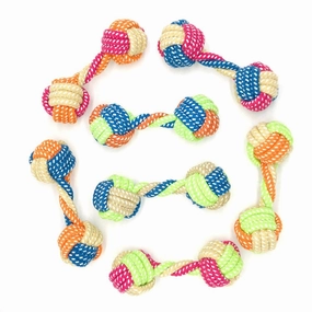 Braided Rope Dumbbell - X-Small (16cm) durable dog toy,rope chew toy,interactive dog toy
