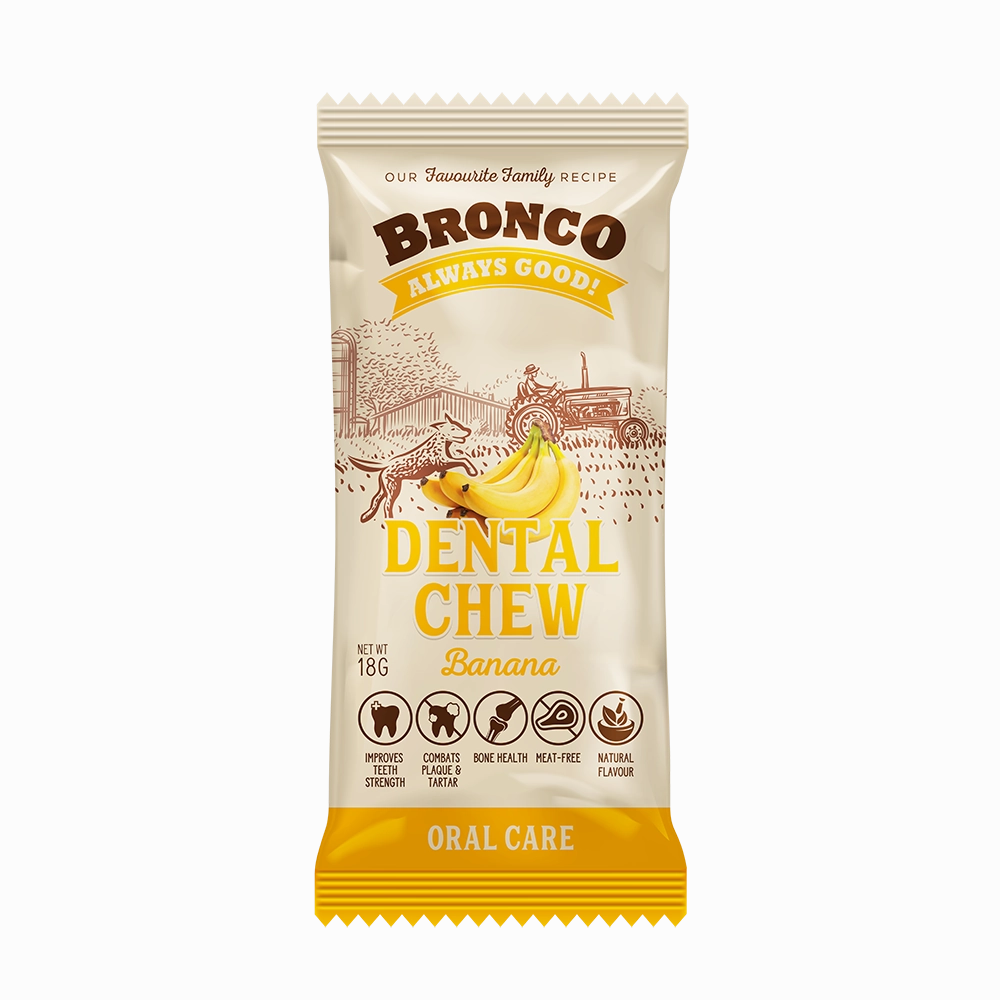 Bronco Dog Dental Chew Banana 18g dental dog chews,vet approved chews,teeth cleaning treats