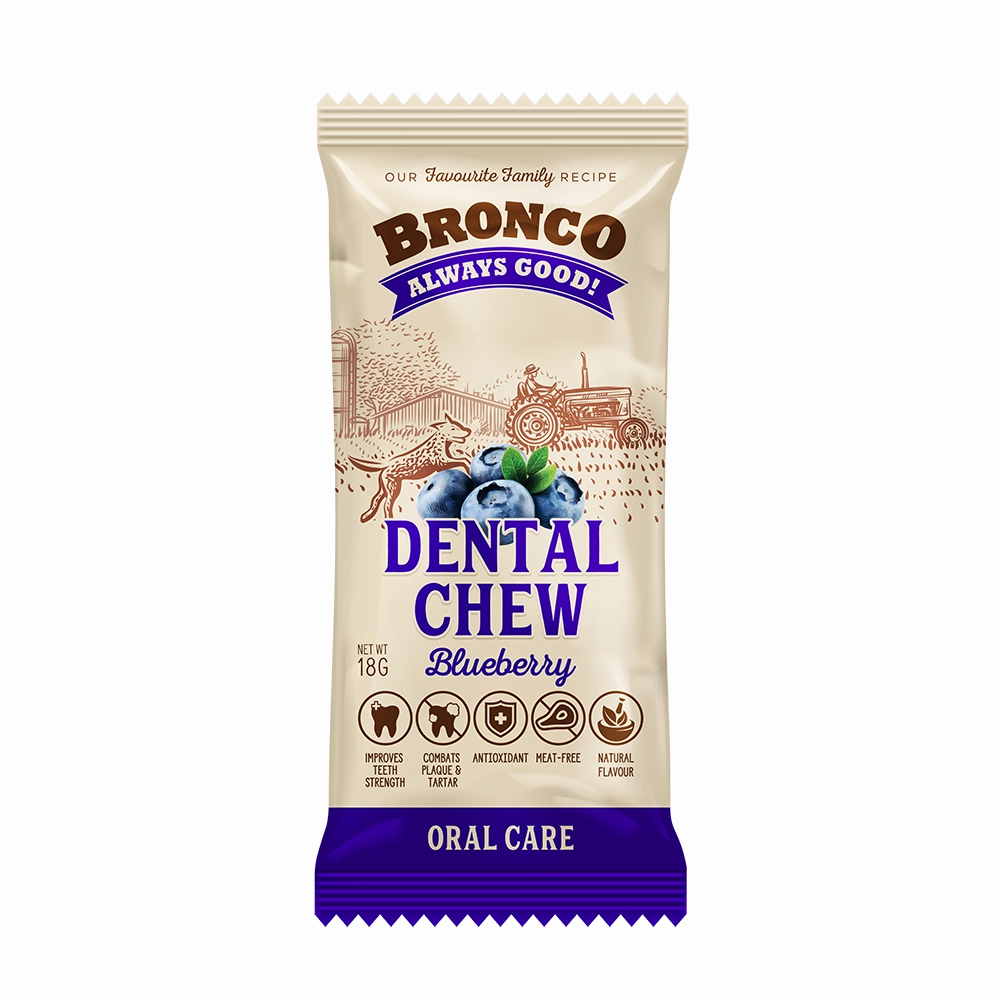 Bronco Dog Dental Chew Bluberry 18g dental dog chews,vet approved chews,teeth cleaning treats