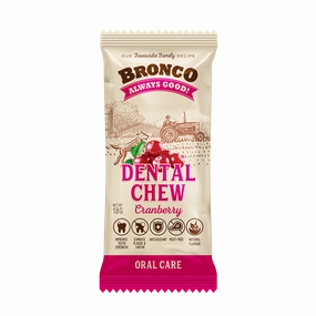 Bronco Dog Dental Chew Cranberry 18g dental dog chews,vet approved chews,teeth cleaning treats