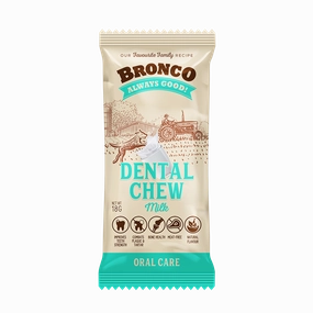 Bronco Dog Dental Chew Milk 18g dental dog chews,vet approved chews,teeth cleaning treats