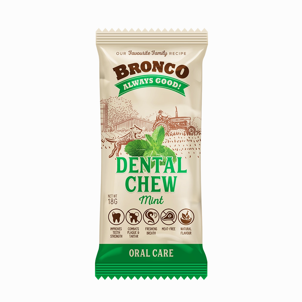 Bronco Dog Dental Chew Mint 18g dental dog chews,vet approved chews,teeth cleaning treats