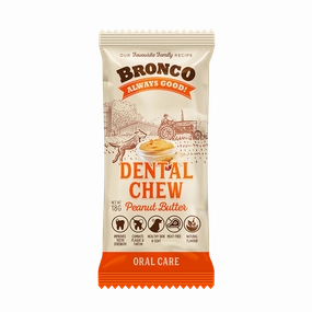 Bronco Dog Dental Chew Peanut Butter 18g dental dog chews,vet approved chews,teeth cleaning treats